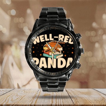 Discover Well-Red Panda Zookeeper Zoogoer Wildlife Bookworm Calendar Steel Band Watch