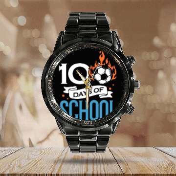 Discover 100 Days Of School Soccer Football Athletic Calendar Steel Band Watch