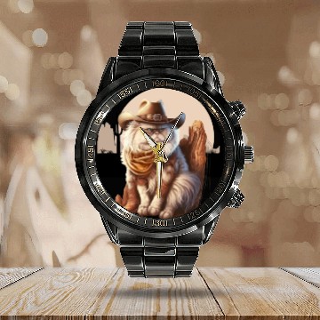 Discover Cat Cowboy Hat meow Cowboy Cat Meme Calendar Steel Band Watch