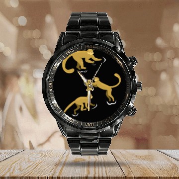 Discover Chimpanzee Monkey Orangutan Monkey - Cute Monkey Calendar Steel Band Watch