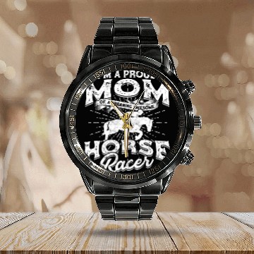 Discover Horse Racing Mom Equestrian Horseback Horse Racer Calendar Steel Band Watch