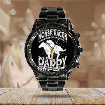 Discover Horse Racing Equestrian Horseback Horse Racer Calendar Steel Band Watch