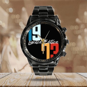 Discover 50 Years Vintage 1973 Retro 50th Birthday Calendar Steel Band Watch