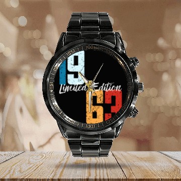 Discover 60 Years Vintage 1963 Retro 60th Birthday Calendar Steel Band Watch