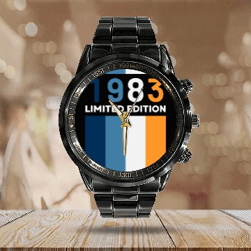 Discover 40 Years Vintage 1983 Retro 40th Birthday Calendar Steel Band Watch