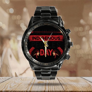 Discover Indigenous People's Native Indian American Anti Calendar Steel Band Watch