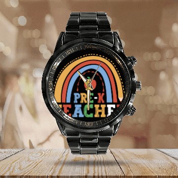 Discover Pre-K Teacher 100th Day Of School Education Calendar Steel Band Watch