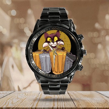 Discover Raccoon Playing Drums Using Trash Cans - Funny Calendar Steel Band Watch