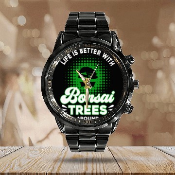 Discover Bonsai Tree Owner Gift Bonsai Tree Gardening Calendar Steel Band Watch