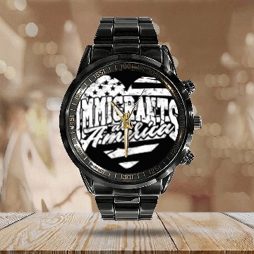 Discover US Immigrant Indigenous USA Immigrants america Calendar Steel Band Watch