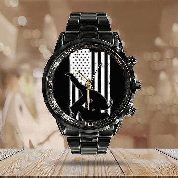Discover Jujutsu usa flag jiu jitsu martial arts mma combat Calendar Steel Band Watch