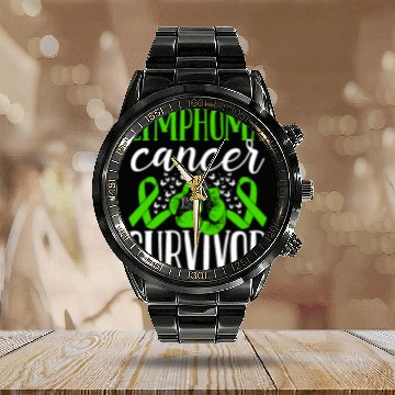 Discover Lymphoma Cancer Awareness Ribbon Gloves Survivor Calendar Steel Band Watch