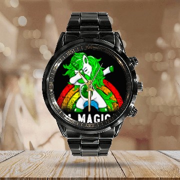 Discover Im Magical Irish Dabbing Unicorn Toddler St Patric Calendar Steel Band Watch