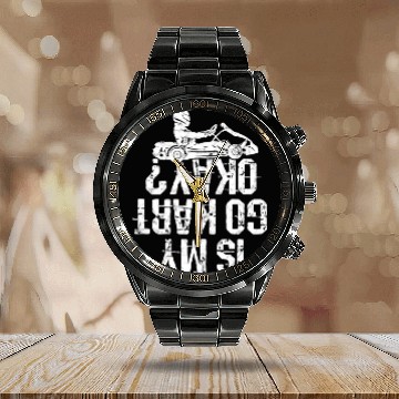 Discover Go Kart Racer Pit Crew Car Racing Karting Calendar Steel Band Watch