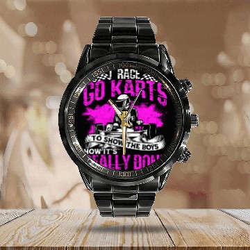 Discover Go Kart Racer Pit Crew Car Racing Karting Calendar Steel Band Watch