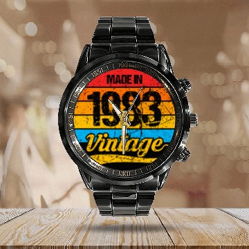 Discover 40 Years Vintage 1983 Retro 40th Birthday Calendar Steel Band Watch