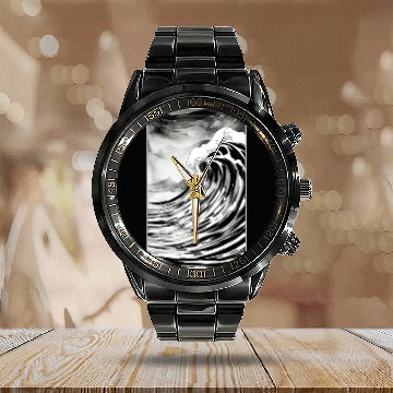 Discover Black and White Dream Wave Calendar Steel Band Watch
