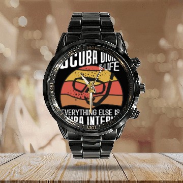 Discover Scuba diving is life funny scuba dive retro vintag Calendar Steel Band Watch
