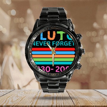 Discover Pluto Never Forget Retro Space Science Pluto Calendar Steel Band Watch