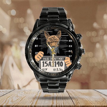 Discover Llama Mug Shot Calendar Steel Band Watch