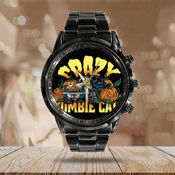 Discover Crazy zombie car halloween Crazy zombie car hallow Calendar Steel Band Watch