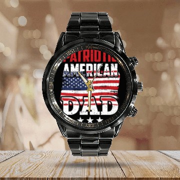Discover Patriotic American Dad Patriot US USA Calendar Steel Band Watch