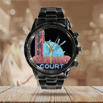 Discover Blue Swallow Court Route 66 Tucumcari Calendar Steel Band Watch