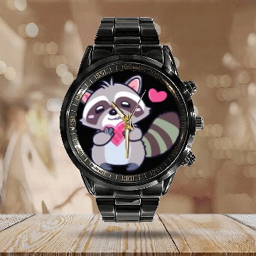 Discover Raccoon Lover Valentine's Day, Anniversary Calendar Steel Band Watch