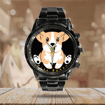 Discover Cute Puppy Calendar Steel Band Watch