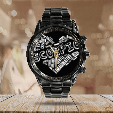 Discover Scorpio Heart Word Cloud Doodle Astrology Zodiac S Calendar Steel Band Watch