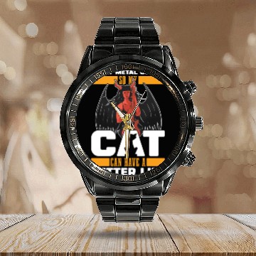 Discover Metal Guitar Cat Calendar Steel Band Watch