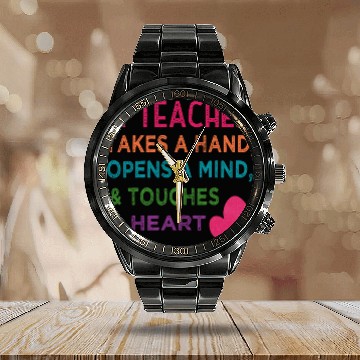 Discover Hand Mind Heart Back to School Gift for Teachers Calendar Steel Band Watch