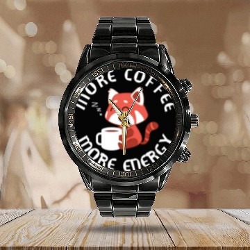 Discover Red Panda Coffee Cute Animal Coffee Fan Hot Drink Calendar Steel Band Watch