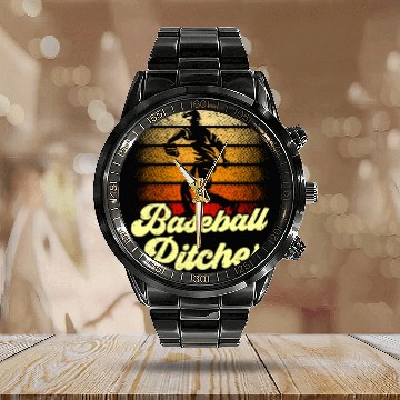 Discover Baseball Pitcher Player Hobby Sayings Calendar Steel Band Watch