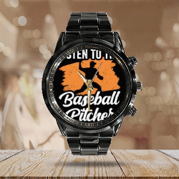 Discover Listen To The Baseball Pitcher Hobby Player Calendar Steel Band Watch