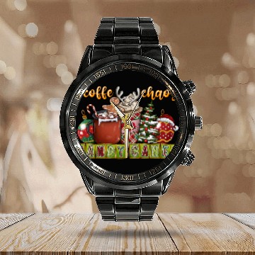 Discover Coffe Chaos Candy Canes Calendar Steel Band Watch