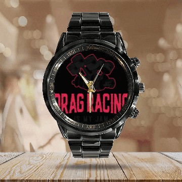 Discover Drag Racing Race Car Girl Drag Calendar Steel Band Watch