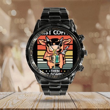 Discover Cow Cattle Coffee Sunglasses Calendar Steel Band Watch