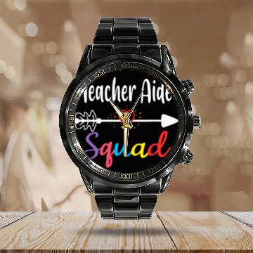 Discover Teacher Aide Squad Funny Back To School Teacher su Calendar Steel Band Watch