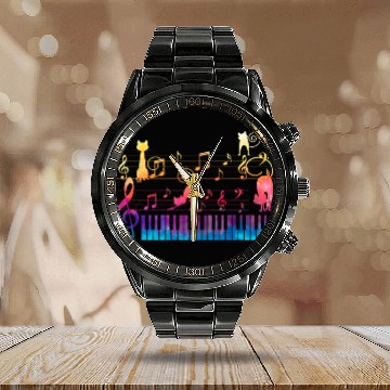 Discover Piano Cat Musician Musical Instrument Pianist Calendar Steel Band Watch