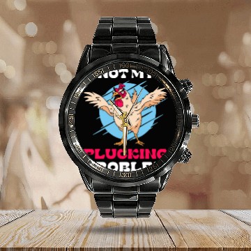 Discover Chicken Mean Pet Plucking Angry Farm Animal Calendar Steel Band Watch