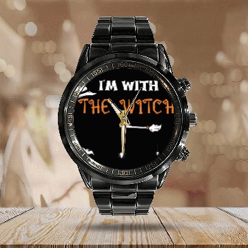 Discover I'm With The Witch - Halloween Calendar Steel Band Watch