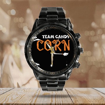 Discover Team Candy Corn - Halloween Calendar Steel Band Watch