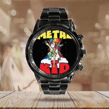 Discover Rock Sign Guitar Unicorn Rainbow Metal Kid Music Calendar Steel Band Watch