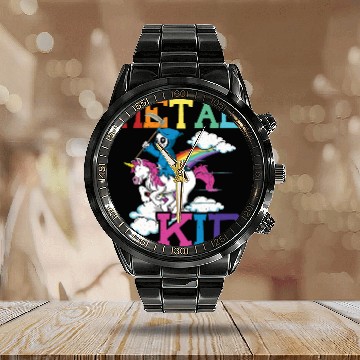 Discover Metal Kid Music Grim Unicorn Rocker Rock Calendar Steel Band Watch