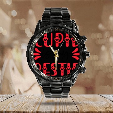 Discover Cupid is My Bestie Calendar Steel Band Watch