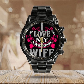 Discover i love my awesome wife Tshirt168 Calendar Steel Band Watch