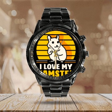 Discover I Love My Hamster Cute Owner Animal Pet Calendar Steel Band Watch