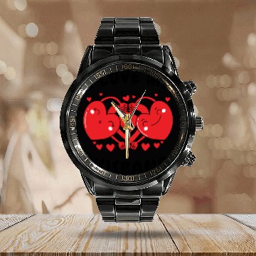 Discover I Love My Husband Red Heart Valentines Matching Calendar Steel Band Watch