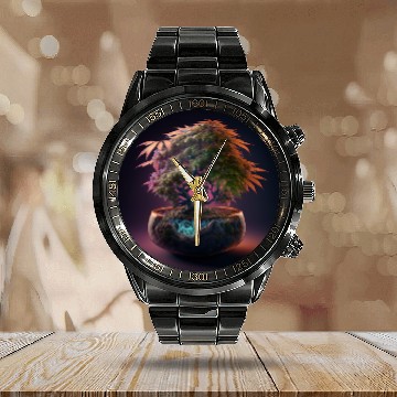 Discover Cannabonsai - Bonsai Tree, Cannabis Plant, Dreamy Calendar Steel Band Watch